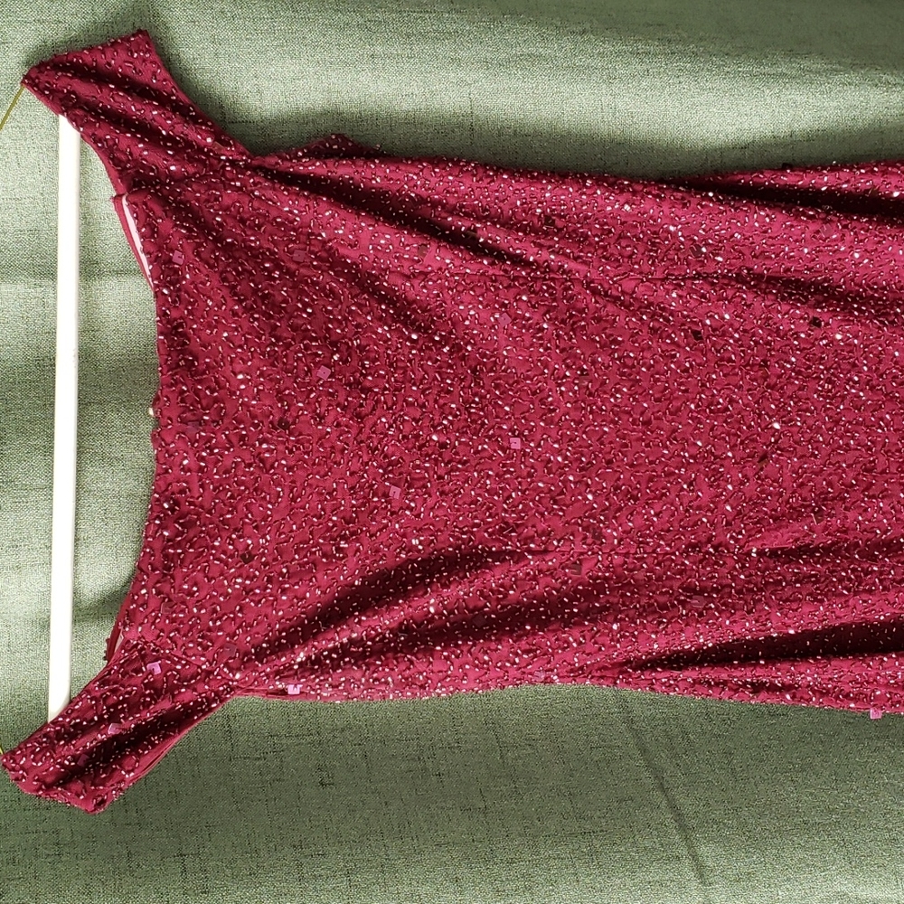 Burgundy beaded Adrianna Papell dress